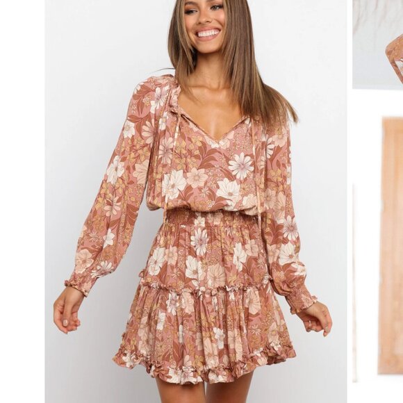 PETAL & PUP Kealan Dress - Brown - Size 8 - Picture 1 of 8